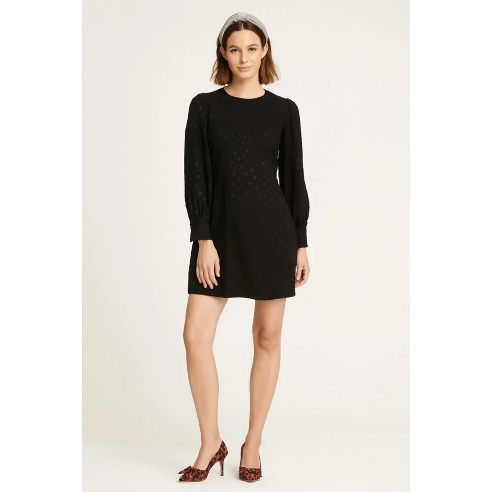 NWT J.Crew Shift Dress Jacquard Dot Black
